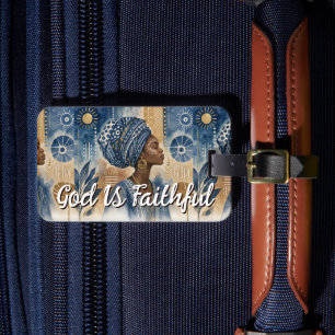 Afrobohemian Adire Fabric Aesthetic, Watercolor Luggage Tag