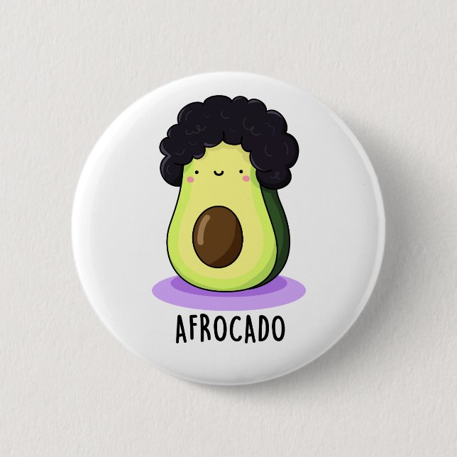 Afrocado Funny Avocado With Afro Pun  Button (Front)