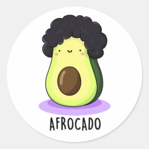 Afrocado Funny Avocado With Afro Pun Classic Round Sticker