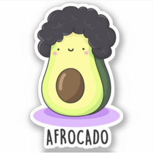 Afrocado Funny Avocado With Afro Pun Sticker
