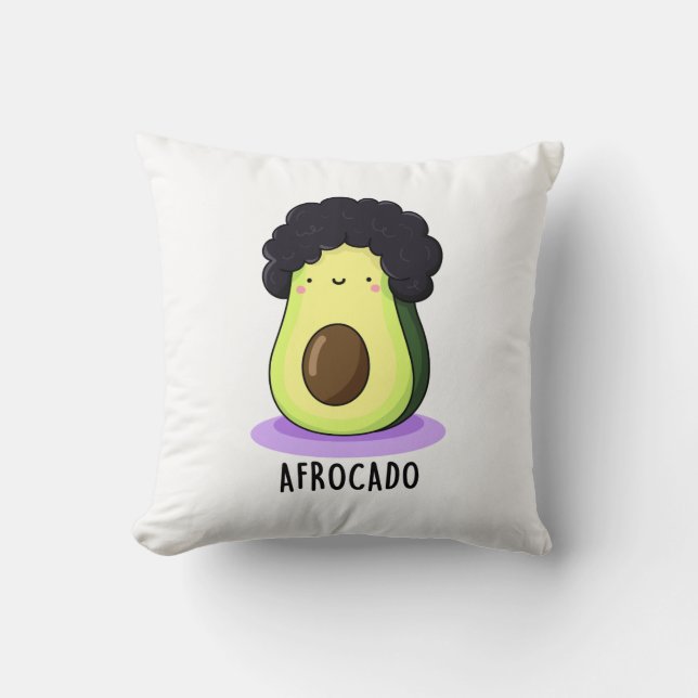 Afrocado Funny Avocado With Afro Pun  Throw Pillow (Front)
