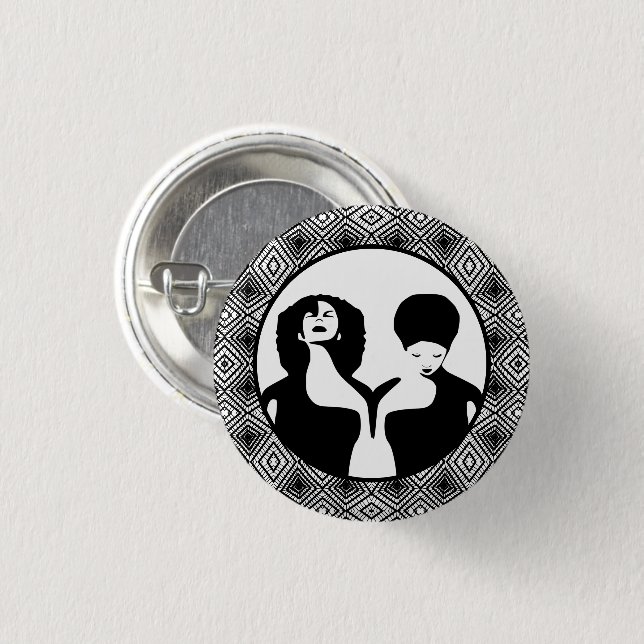  Afrocentric Art Abstract Black Women Button (Front & Back)