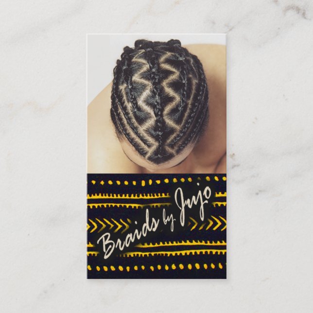 Afrocentric Braids - African Cornrows Hair Stylist Business Card (Front)