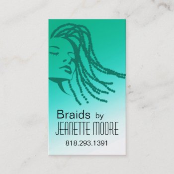 Afrocentric Braids Hair Stylist - Aqua Business Card by StylishBusinessCards at Zazzle