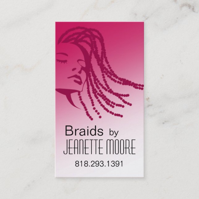 Afrocentric Braids Hair Stylist - fuschia Business Card (Front)