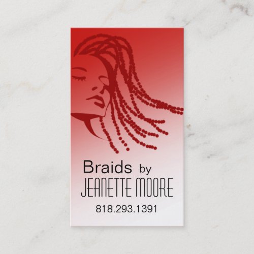 Afrocentric Braids Hair Stylist _ red Business Card