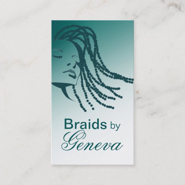 Afrocentric Braids Hair Stylist - teal Business Card (Front)