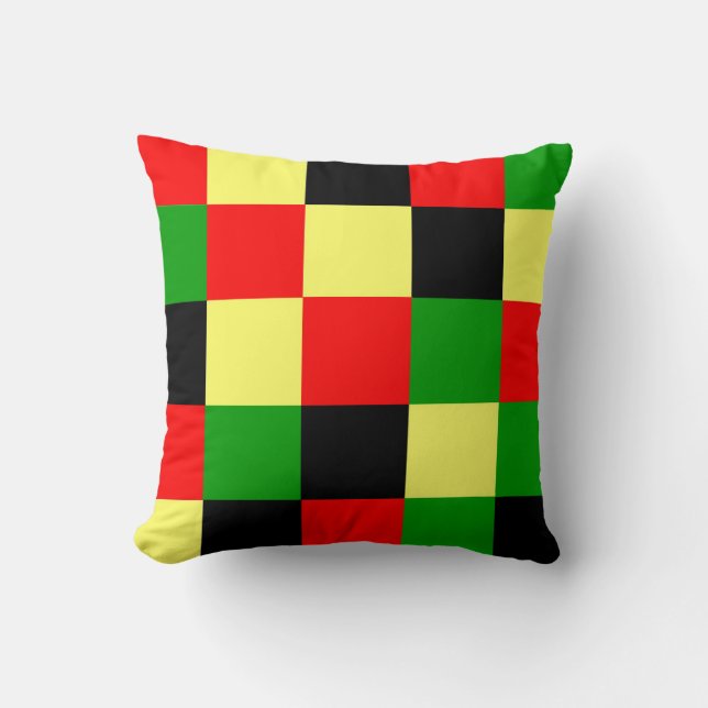 Afrocentric Checkers Throw Pillow (Front)