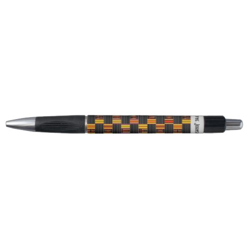 Afrocentric Colorful Black Pinstripe Kente Name Pen