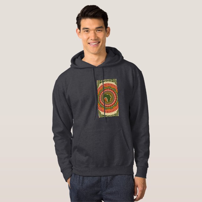 Afrocentric Dark Gray Men's Basic  Hoodie (Front Full)