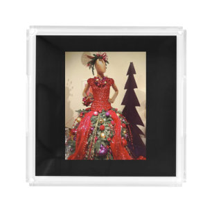 Afrocentric Dress Form Mannequin Christmas Tree Acrylic Tray