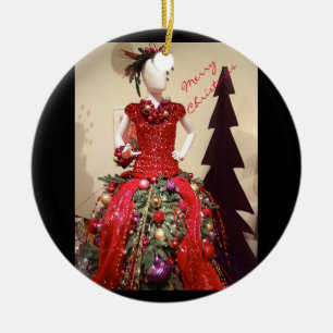 Afrocentric Dress Form Mannequin Christmas Tree Ceramic Ornament