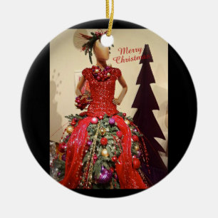 Afrocentric Dress Form Mannequin Christmas Tree Ceramic Ornament