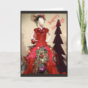 Afrocentric Dress Form Mannequin Christmas Tree Holiday Card