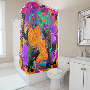 Afrocentric Folk Art Shower Curtain