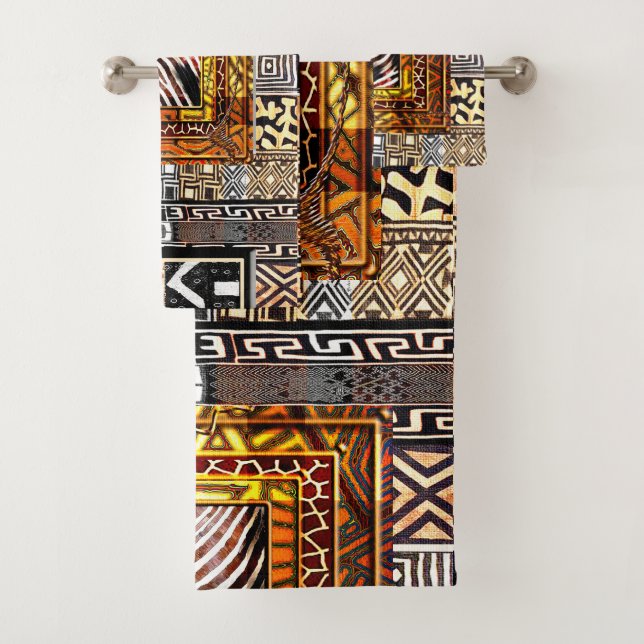 Afrocentric Geometric: Cultural Flair Bath Towel Set (Insitu)