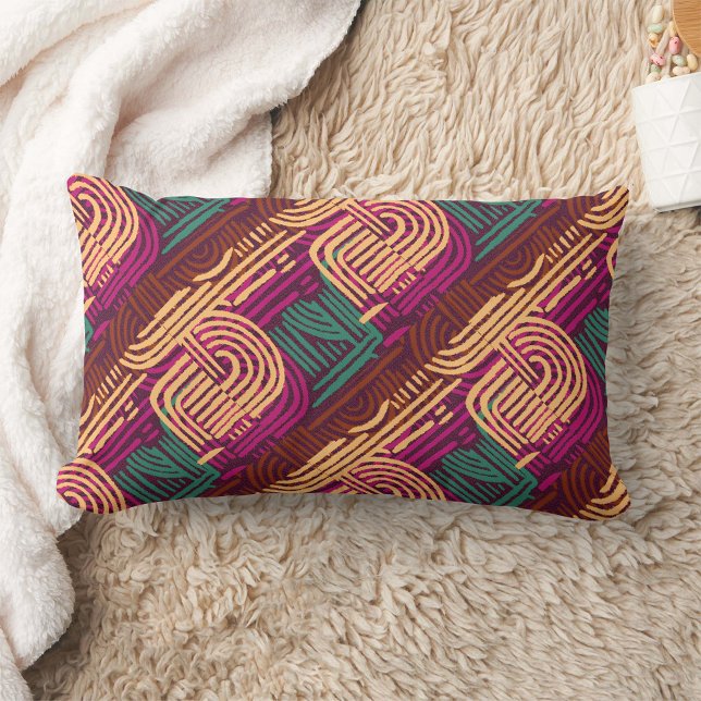 Afrocentric Geometric Graphic Motif Lumbar Pillow (Creator Uploaded)