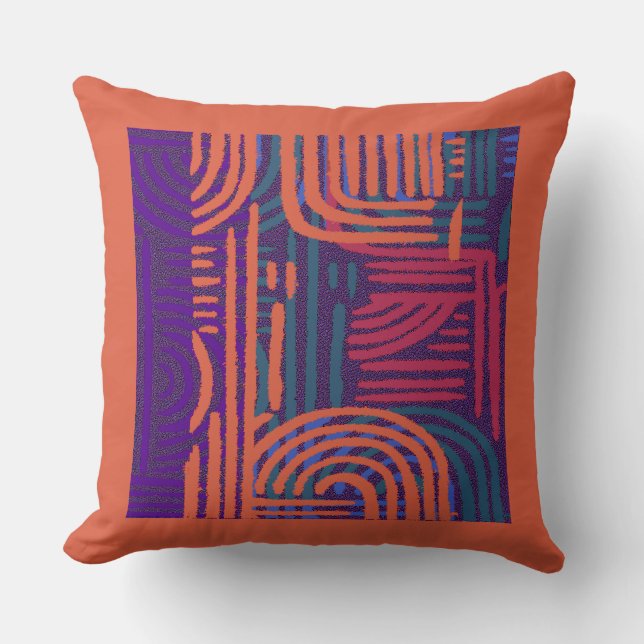 Afrocentric Geometric Graphic Motif Throw Pillow (Front)