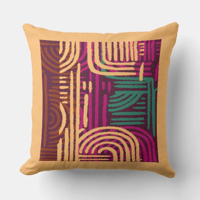Afrocentric Geometric Graphic Motif Throw Pillow (Front)