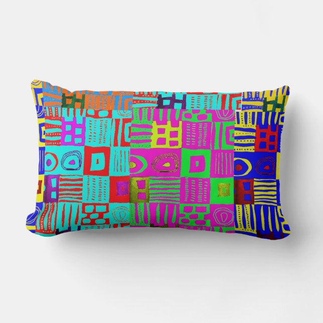 Afrocentric Geometric Motif Lumbar Pillow (Front)