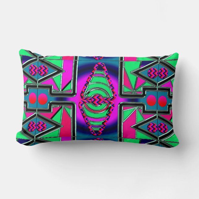 Afrocentric Geometric Patterns Lumbar Pillow (Front)