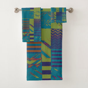 Afrocentric Geometric Print Bath Towel Set
