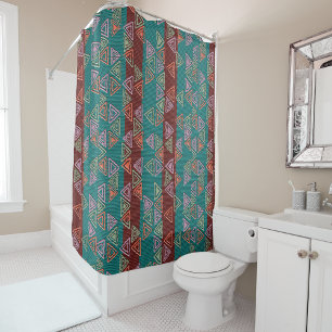 Afrocentric Geometric Print Shower Curtain