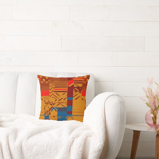 Afrocentric Geometric Print Throw Pillow (Creator Uploaded)