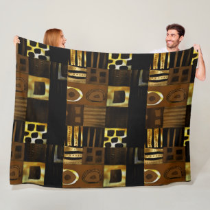 Afrocentric Geometric Throw, Fleece & Sherpa Blank Blanket
