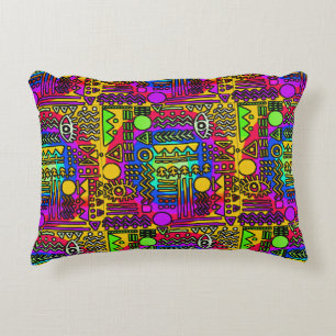 Afrocentric Holiday – Bright Pastel Motif Design Accent Pillow