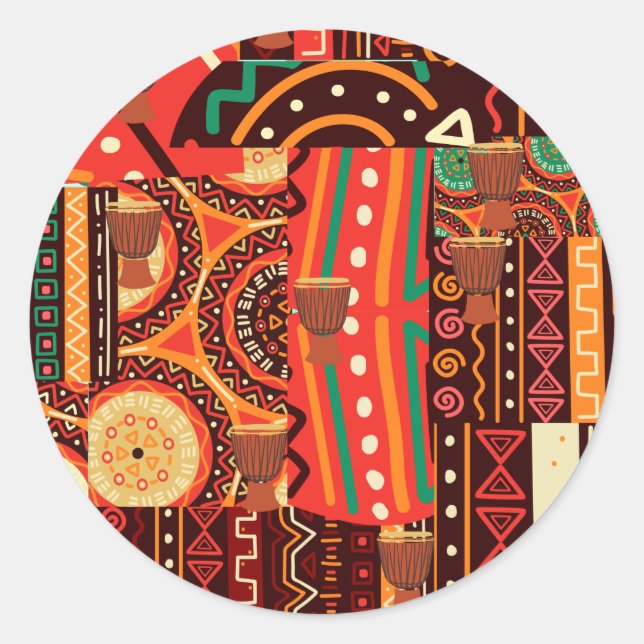 Afrocentric Kente Jigsaw Puzzle  Classic Round Sticker (Front)