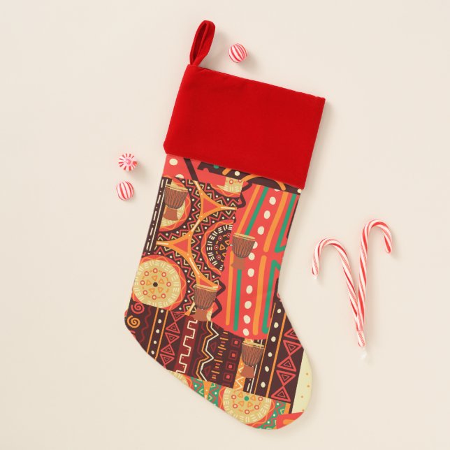 Afrocentric Kente Tribal Pattern decor  Christmas Stocking (Front)