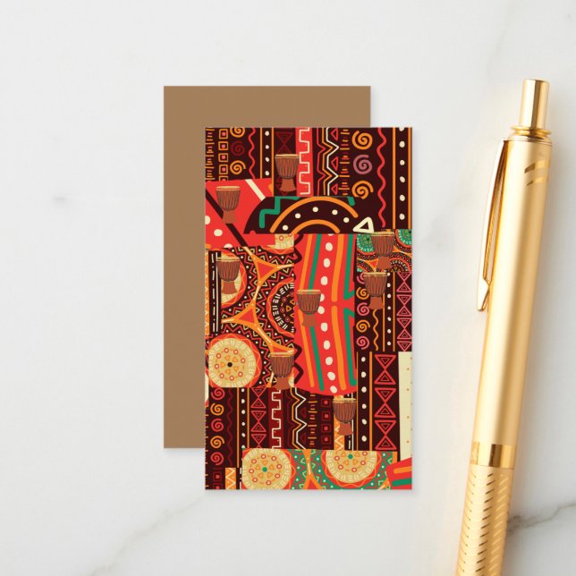 Afrocentric Kente Tribal Pattern Enclosure Card (Front/Back In Situ)