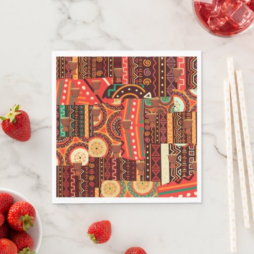 Afrocentric Kente Tribal Pattern Enclosure Card Napkins