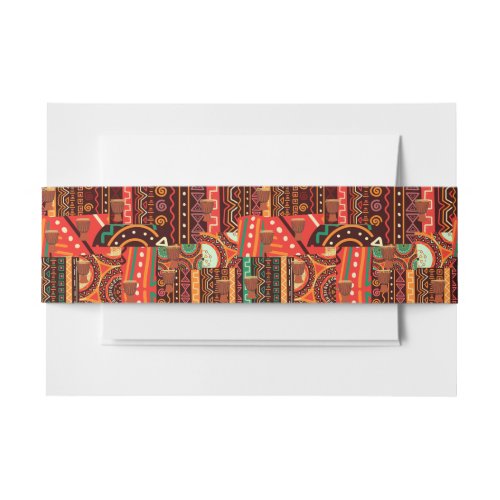 Afrocentric Kente Tribal Pattern  ethnic  Invitation Belly Band