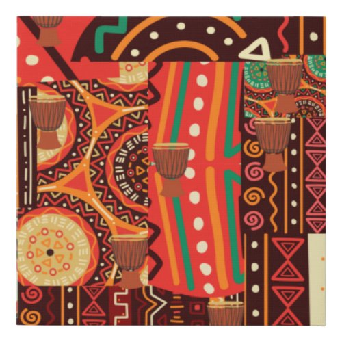 Afrocentric Kente Tribal Pattern   Faux Canvas Print