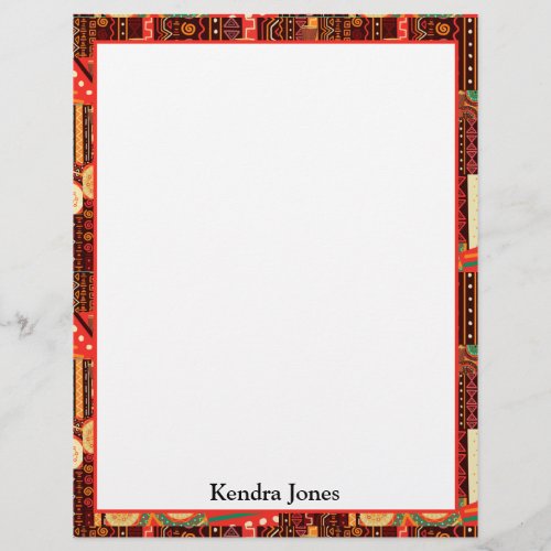 Afrocentric Kente Tribal Pattern Notepad Letterhead