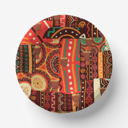 Afrocentric Kente Tribal Pattern Paper Bowls