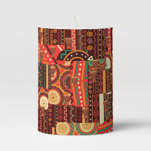 Afrocentric Kente Tribal Pattern Pillar Candle