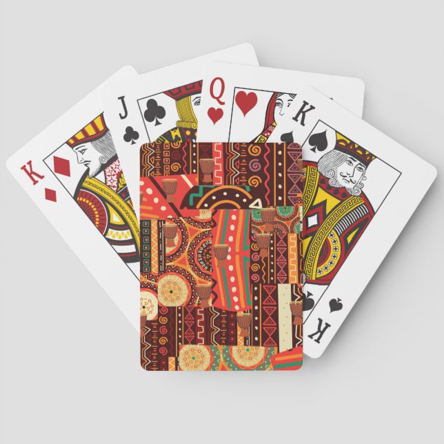 Afrocentric Kente Tribal Pattern  Poker Cards (Back)