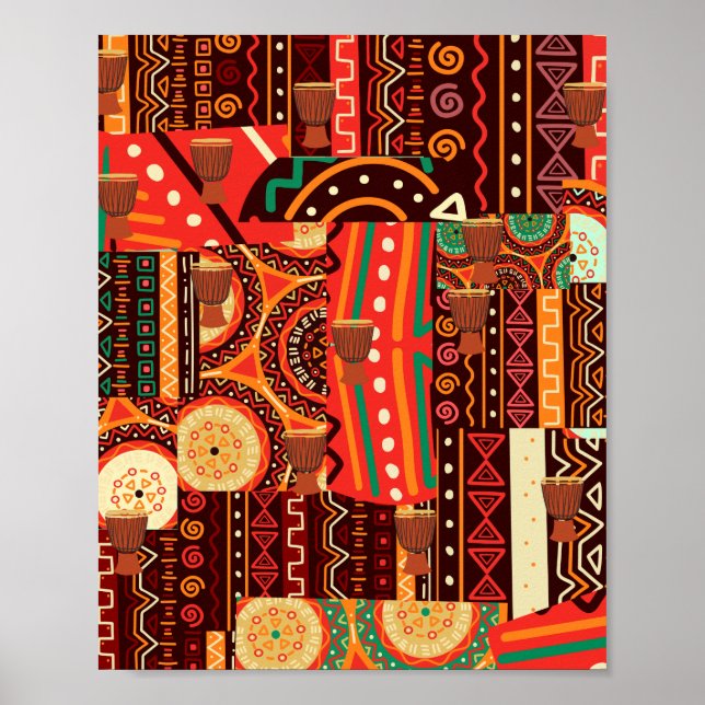 Afrocentric Kente Tribal Pattern  Poster (Front)