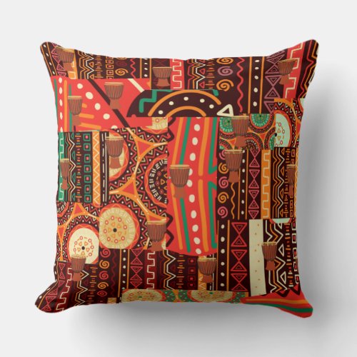 Afrocentric Kente Tribal Pattern  Throw Pillow