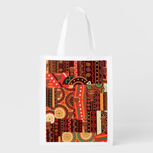 Afrocentric Kente Tribal Pattern  Throw Pillow Grocery Bag