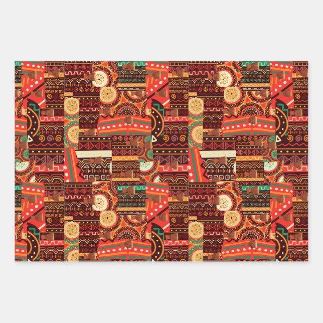 Afrocentric Kente Tribal Pattern  Wrapping Paper S (Front)
