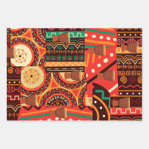 Afrocentric Kente Tribal Pattern  Wrapping Paper Sheets