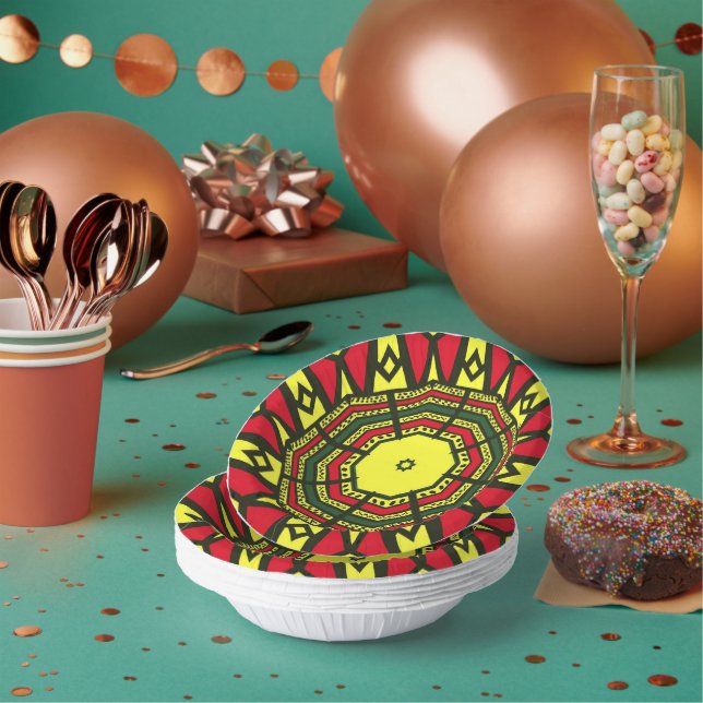 Afrocentric Mandala  Paper Bowls (Multi)