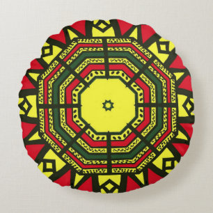 Afrocentric Mandala Round Pillow