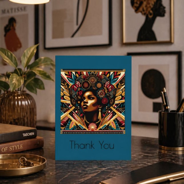 Afrocentric Portrait Bold Geometric  Thank You Card (Creator Uploaded)