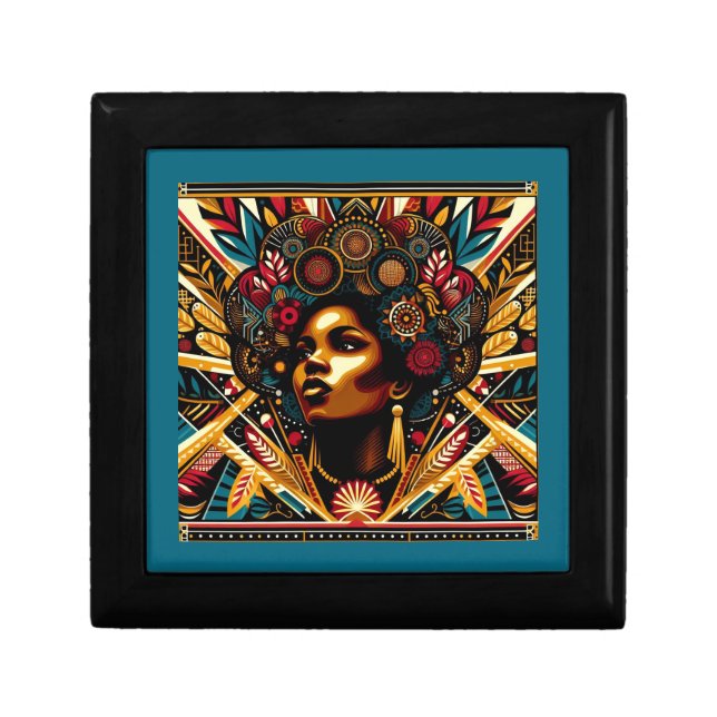 Afrocentric Queen Portrait Art Deco Inspired Gift Box (Front)
