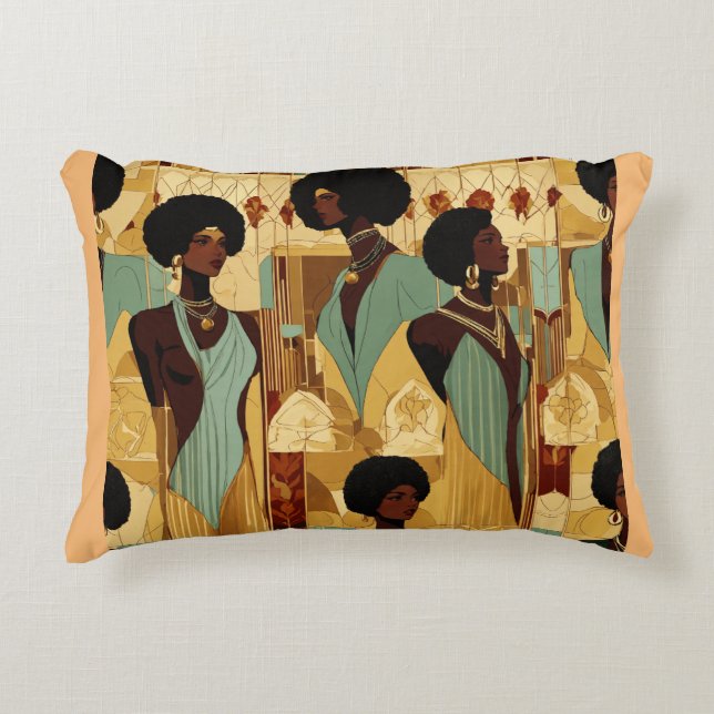 Afrocentric Renaissance Women Patterned  16"+12" Accent Pillow (Front)